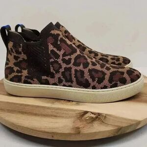 Rothy's Chelsea Wildcat Shoes Booties Women's 9 Leopard Print Slip On Ankle